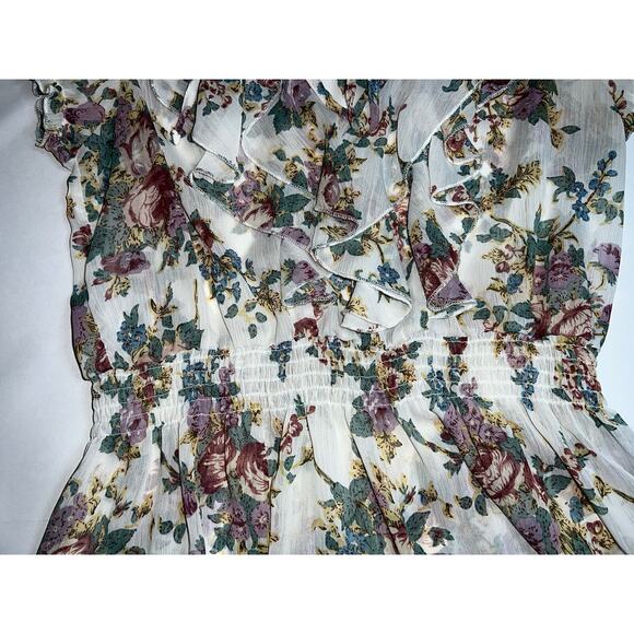 POETRY Floral Blouse Womens Size XL Multicolored Layered Ruffle Smocked Shirt. - Picture 4 of 16